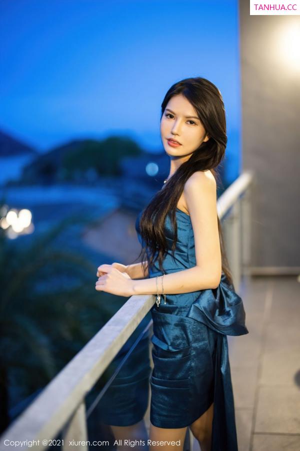 媛媛酱  新人模特媛媛酱 深蓝色典雅礼服第2张图片